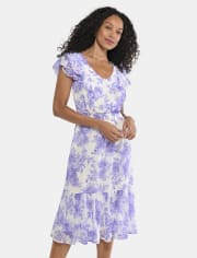 Womens Mommy And Me Floral Tiered Dress
