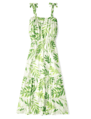 Womens Matching Family Palm Leaf Tiered Maxi Dress