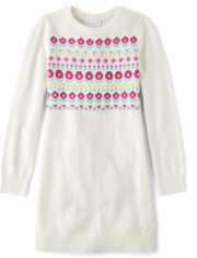 Vestido estilo suéter de grecas alpinos floral para niñas