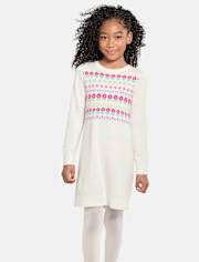 Vestido estilo suéter de grecas alpinos floral para niñas