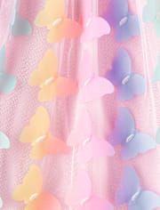 Robe ajustée et évasée en maille papillon 3D arc-en-ciel pour fille