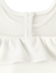 Girls Ruffle Jacquard Cold Shoulder Dress