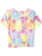 Girls Tie Dye Heart Tie-Front Top