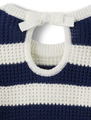 Girls Striped Cut Out Sweater