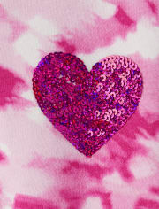 Girls Tie Dye Sequin Heart Fleece Sweatshirt