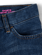 Girls Roll Cuff Denim Shortie Shorts