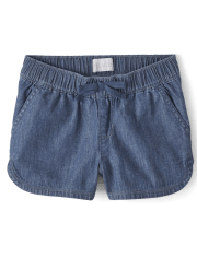 Girls Chambray Woven Pull On Shorts  The Children's Place CA - POPPIE WASH