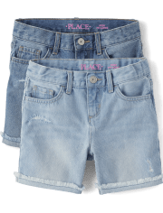 Niña Roll Cuff Jeans / Mezclilla Midi Shorts 2-Pack