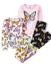 Girls Butterfly Snug Fit Cotton Pajamas 2-Pack