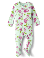 Baby And Toddler Girls Mommy And Me Floral Snug Fit Cotton Footed One Piece Pajamas