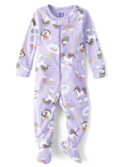 Baby And Toddler Girls Unicorn Snug Fit Cotton Footed One Piece Pajamas