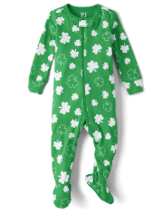 Pijama de una pieza con patas de algodón, unisex, para el día de San Patricio, familiar, a juego, para bebés y niños pequeños