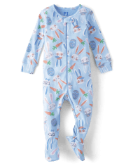 Pijamas de algodón ajustados con conejito de Pascua familiar a juego para bebés y niños pequeños