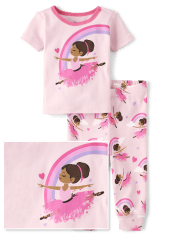 Pijamas de algodón ajustados con forma de bailarina para bebés y niñas pequeñas