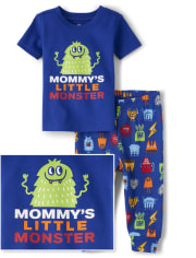Pijamas de algodón ajustados Monster para bebés y niños pequeños