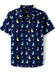 Boys Bunny Poplin Button Up Shirt