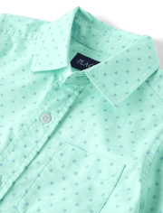 Camisa con botones de popelina estampada para niños