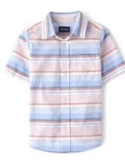 Boys Dad And Me Short Sleeve Striped Chambray Button Up Shirt | The ...