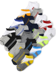Boys Colorblock Cushioned Ankle Socks 20-Pack