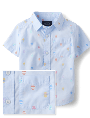 Baby And Toddler Boys Easter Egg Poplin Button Up Shirt