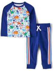 Baby And Toddler Boys Dino Colorblock 2-Piece Outfit Set