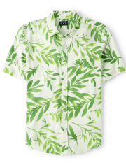 Mens Matching Family Palm Leaf Button Up Shirt