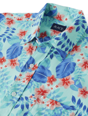 Mens Matching Family Tropical Button Up Shirt