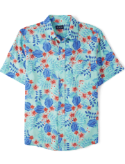 Mens Matching Family Tropical Button Up Shirt