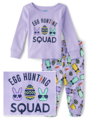 Baby And Toddler Girls Matching Family Egg Hunting Squad Snug Fit Cotton Pajamas