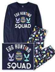 Pijama de algodón del equipo de caza de huevos familiar a juego para hombre