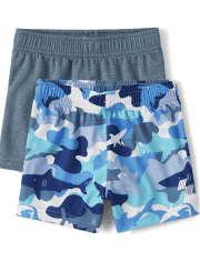 Baby And Toddler Boys Shark Performance Basketball Shorts 2-Pack