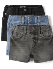 Baby And Toddler Boys Stretch Denim Shorts 3-Pack