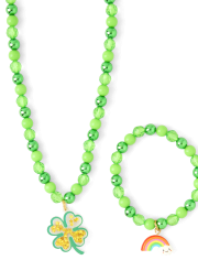 Girls St. Patrick's Day Beaded Necklace And Bracelet 2-Piece Set