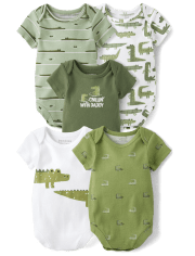 Baby Boys Alligator Bodysuit 5-Pack