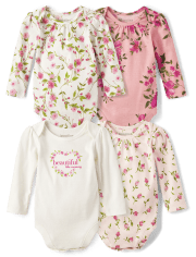 Baby Girls Floral Bodysuit 4-Pack