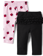Baby Girls Ladybug Ruffle Leggings 2-Pack