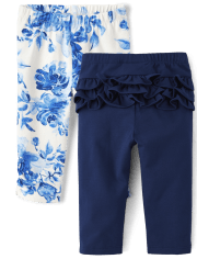 Baby Girls Floral Ruffle Leggings 2-Pack