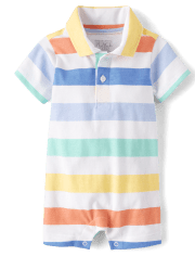 Baby Boys Striped Polo Romper