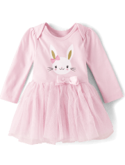 Baby Girls Bunny Tutu Bodysuit Dress