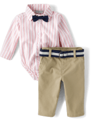 Baby Boys Dad And Me Striped Poplin 2-Piece Outfit Set