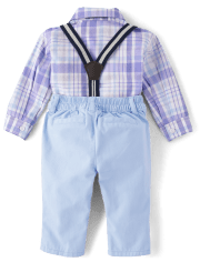Baby Boys Dad And Me Plaid Poplin 2-Piece Outfit Set