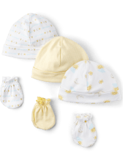 Unisex Baby Sun Hat And Mittens 6-Piece Set