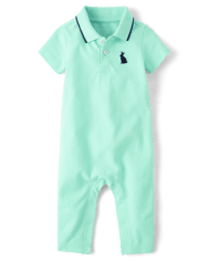 Baby Boys Bunny Pique Polo Romper