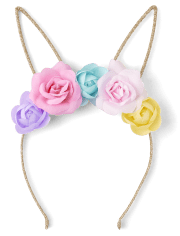 Diadema de niñas con orejas de conejo floral