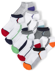 Calcetines tobilleros acolchados con bloques de color para niño, paquete de 10