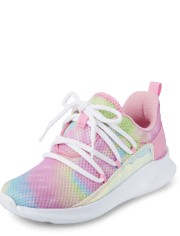 Zapatillas deportivas para correr con efecto tie-dye y arcoíris para niñas