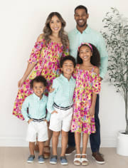 Boys Dad And Me Gingham Poplin Button Up Shirt