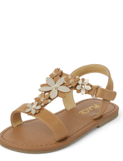 Toddler Girls Metallic Floral Gladiator Sandals