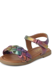 Toddler Girls Rainbow Ombre Braided Sandals