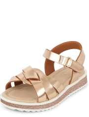 Toddler Girls Metallic Glitter Platform Sandals